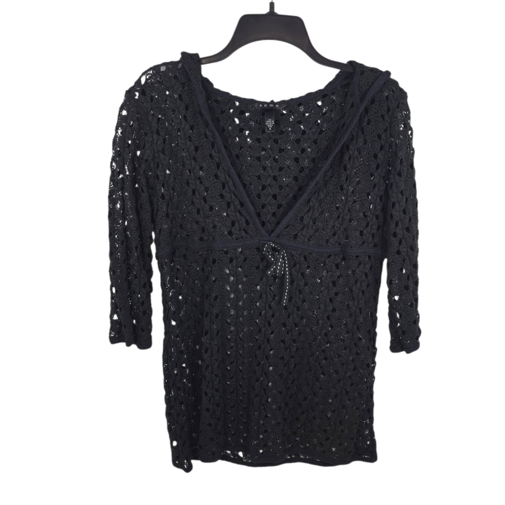 {Soma} Women's Crochet Lace Hooded Coverup - Size Medium